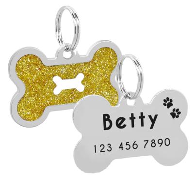 China America / Free Engraved Name Puppy Pet Collar Tag Dog Tags European Free Custom Paw Glitter Military Shape for sale