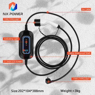 China Nx Power Type - 2 To Type 1 EV Cable 3.5kW 16A Electric Car EV Charging Charger Cable For Home User EV Charger AC-220V-3.5KW for sale