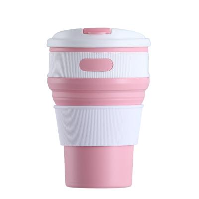 China Wholesale 350Ml Viable Reusable Collapsible Leakproof Silicone Collapsible Sippy Kids Coffee Travel Mug For Sports for sale