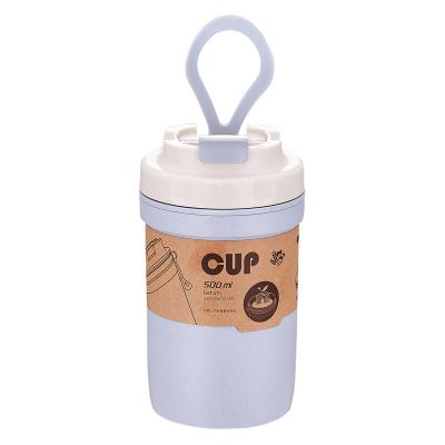 China 500ML Fiber Coffee Insulation Double Layer Creative Sustainable Bamboo Outdoor Portable Breakfast Sealed Water Soup Anti-scalding Cup for sale