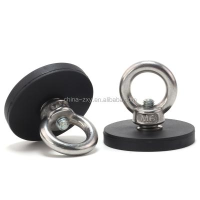 China Industrial Magnet Strong Neodymium Round Rubber Coated Magnet With Male Thread Stud for sale