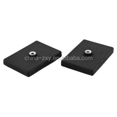 China Industrial Rubber Coated Magnet L43mm Black Rectangle Shape Magnet Neodymium Rubber Coating Magnets for sale