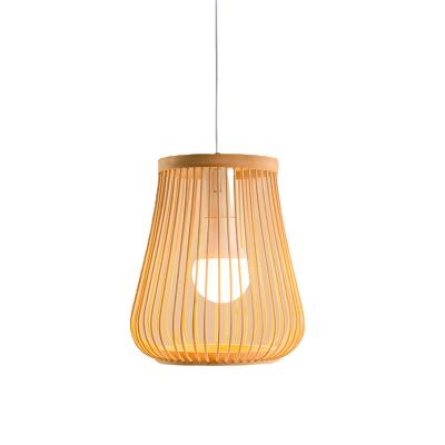 China Modern Chinese Handwoven Bamboo Chandelier Pendent Light Modern Wooden Lampshade Wooden Pendant Nordic Lights for sale