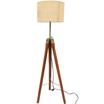 China Modern Contemporary Adjustable Hotel Living Room Designer Tripod Floor Lamp Light Holder Lamp Wooden Floor for sale