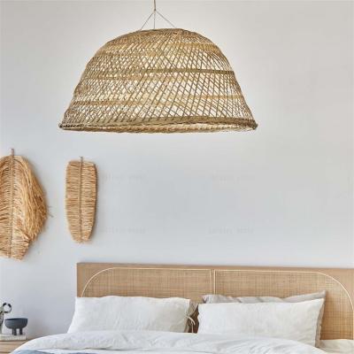 China Modern Rattan Shade Pendant Light Fixture Rustic Vintage Hanging Ceiling Lamp for sale