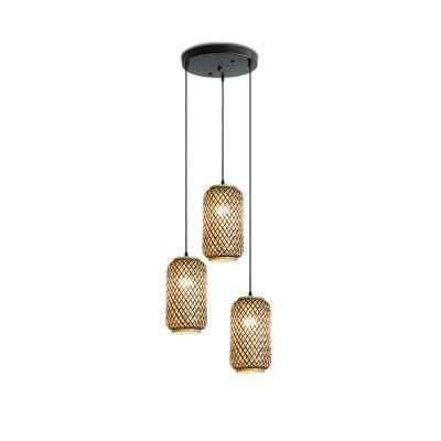 China Morden Restaurant Lantern Handmade Natural Weave Ceiling Light Pendant Hanging Bamboo Lamp for sale