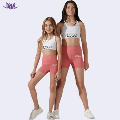 China Breathable Recycled Anti-Bacterial Custom High Waist Polyester Gym Fitness Sets Girls Yoga Short Suits for sale