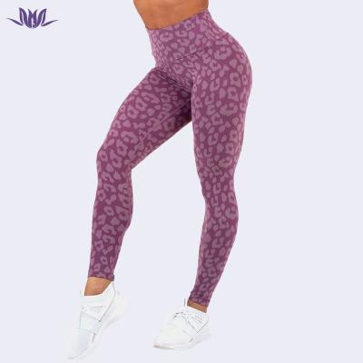 China Customized High Waist Breathable Breathable Workout Pants Women Sport Crac! crack! butt plus size leopard print yoga leggings for sale