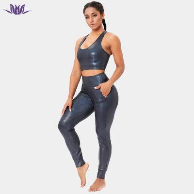 China 2022 new brand fitness breathable high waisted cross strap bra and pants pocket fits women's activewear yoga set for sale