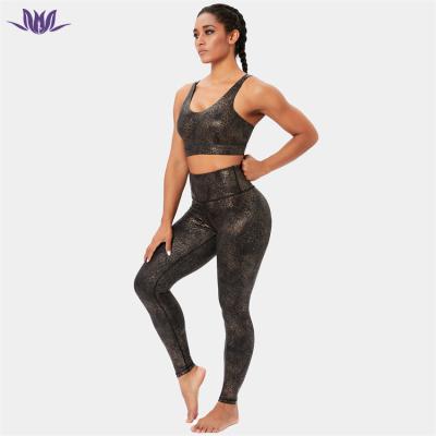 China 2022 Wholesale Recycled Breathable High Waisted Good Quality Custom Leggings And Sports Bra Fits Leopard Print Yoga Sets For Women for sale