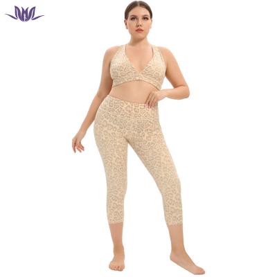 China Eation Hot Sale 2022 Anti-UV 2 Piece Bra And Print Active Wear Leopard Sublimation Leggings Plus Size Yoga Set For Women for sale