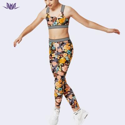 China Eation Breathable Breathable Wholesale Bridesmaids Printing Cross Bra Yoga Pants And Color Matching Sets For Kids Quick Dry for sale