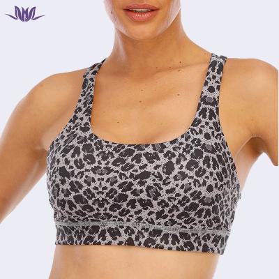 China 2022 new high quality ladies breathable breathable girl design leopard print sports cross bra for women QUICK DRY for sale