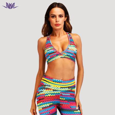 China Brand New Breathable Breathable Sublimation High Waisted Butt Gaiters Crac! crack! and sports bra suits sports yoga set for women quick dry for sale