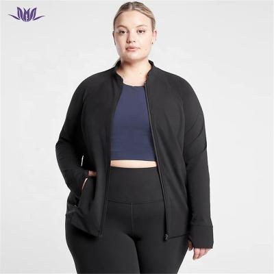 China Eation Breathable Logo Designer Plus Size Custom Zip Up Black Gym Yoga Jackets For Women for sale