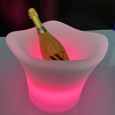 China SheFan Viable KTV Customize Bar Party Oval Shape Luxury Wine Nightclub Champagne Acrylic Plastic LED Ice Bucket For Club for sale