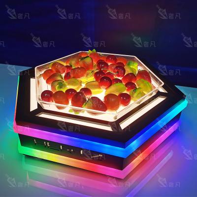 China SheFan Restaurant Home Wedding Party Lounge Bar Hotel Restaurant Snack Dish Colorful Glowing Colorful Fruit Vegetables Serving Tray for sale