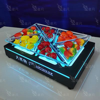 China SheFan Restaurant Home Wedding Party Lounge Bar Hotel Restaurant Snack Dish Colorful Glowing Colorful Fruit Vegetables Serving Tray for sale