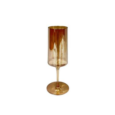 China Factory Wholesale Durable Custom Gold Hand Plastic Tumbler Cylinder Frosted Acrylic Shaped Champagne Wine Glasses Flutes for sale