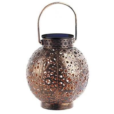 China Outdoor Metal Decorative Waterproof Solar Lantern Solar Drainage Lanterns Lights Solar Hanging Table Lamp The Garden Yard for sale