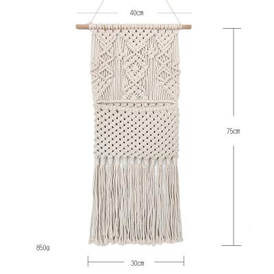 China Drainage Handmade Cotton Woven Storage Organizer Macrame Hanging Pouch Wall Pocket for Holding Books Flowers for sale