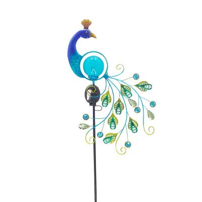 China Solar Drainage Garden Metal Peacock Stake Grass Ball Light Led Solar Patio Outdoor Garden Lights Metal Peacock Stake Decor for sale