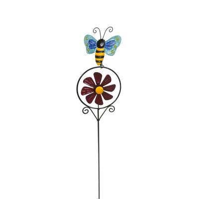 China Garden Decotation Patio Decor Customized Design Metal Spinner Garden Stake Garden Metal Opens Funny Wind Spinner Garden Stake Decor for sale