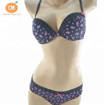 China Breathable Padded Bra Custom Printed Panties Set Size 30, T-shirt Bra With Panties for sale