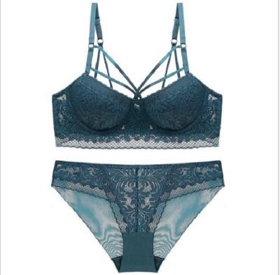 China RTS Sustainable High Quality Push Up Bra Brief Set; High Quality New Design Pump Lace Bra Bikini Sets for sale