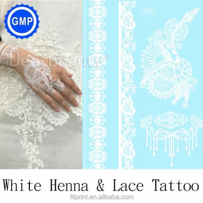 China J001-J045W white lace sticker watet tattoo GMPC factory design Wholesale Temporary Tattoo Topselling and factory price for sale