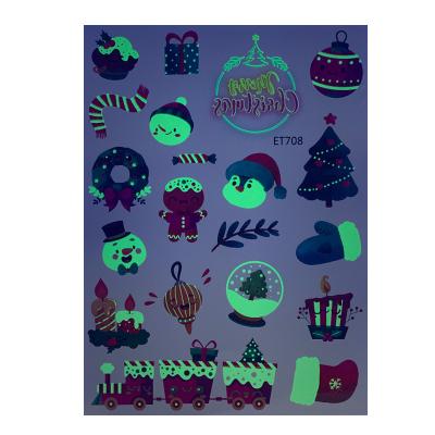 China Fashion and Beauty Children Temporary Tattoo Sticker Kids Chrismas Design and Glow in Dark Tattoo for sale