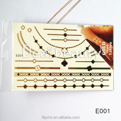 China Non-Toxic Metallic Temporary Tattoo Gold Foil Tattoo Stickers for sale