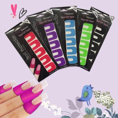 China Nail foil+glue peel off tape for nail art polish paint nail art sticker protect U shape anti-overflow nail protector for sale