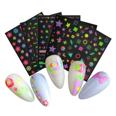 China Easy Apply Girls 2021 Fluorescence Nail Art Sticker To Nail Art Set And Shinny Colors Nail Sticker for sale