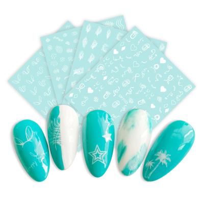 China Fashionable Nail Art Sticker White Color Nail Decal Customize Nail Sticker for sale