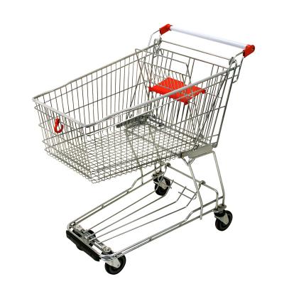 China Asian Style 60-275L Folding Shopping Cart Metal Supermarket Store Trolley Grocery Cart for sale