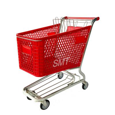 China Large Supermarket Folding Hybrid Plastic Grocery Carts For Sale for sale