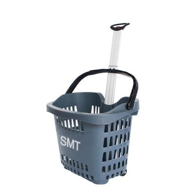 China Shopping Basket Rolling Supermarket Environmental Friendly Plastic Rolled Shopping Baskets For Storage for sale