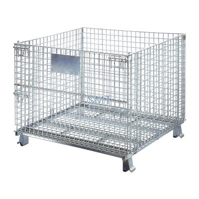 China Save Space Metal Wire Mesh Pallet Cage Collapsible Wire Container for sale