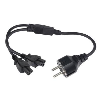 China Industrial Equipment 2 Way Splitter Y Type Computer Double AC Power Cable 3 Pin Ac Power Cord To C5 European Female Plug for sale