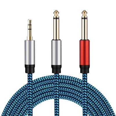 China Car 3.5mm Audio Y Splitter Cable 3.5mm To Dual 6.5mm Jack Audio Cable Adapter for sale