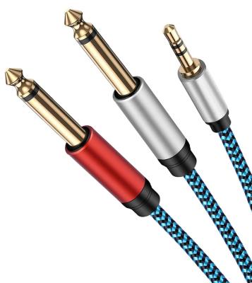 China COMPUTER 3.5mm To 6.35mm Splitter Audio Cable 3.5mm To Dual 6.35mm Audio Cable for sale