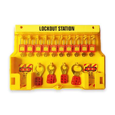 China PC 1483B410 10-Lock Polycarbonate Covered Security Padlock Lockout Tagout Board Security Lockout Station for sale