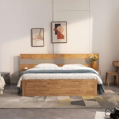 China Modern Wooden Storage Bed Frame Queen Railing Room Furniture Bedroom Storage Beds for sale