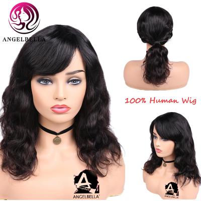 China Barely shedding thick soft straight hair virgin virgin wigs for black women virgin hair sellers processed wigs with bang hair cheap bodywave wig for sale