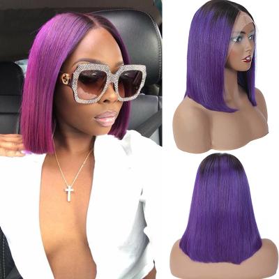 China Wholsale Barely Shedding Soft Thick Soft Dangle Short Human Hair 613 Lace Front Wigs Wigs 180 Density Red Purple Pink Straight Lace Front Wigs for sale