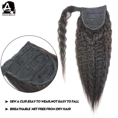 China Angelbella Ponytails New Arrivals Kinky Straight Human Women Remy Ponytail Hair Extensions For Ponytails Wholesale for sale