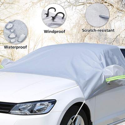 China Customized Specials Waterproof 210T Windshield Cover Car Front Windshield Cover With Reflective Stripe for sale