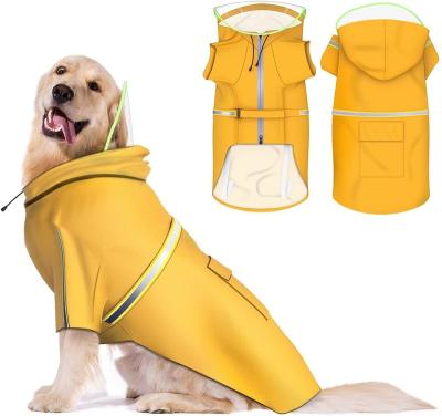 China Fashion High Quality Wholesale PU Material Hot Selling Pet Raincoat Suitable For Medium And Large Type Dog Chain Raincoat for sale