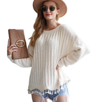 China custom Anti-wrinkle fall and winter loose large size stitching knit pullovers plus size solid color knitted women's sweater for sale